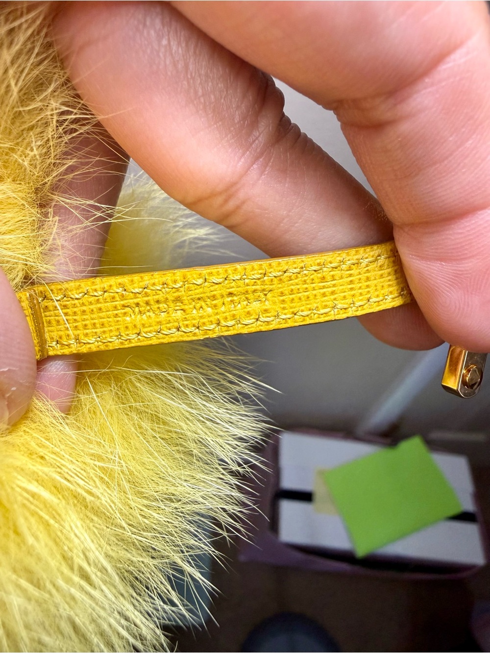 Fendi Yellow XL Pom Pom Key Charm - Picture 5 of 5
